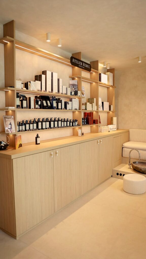 Atelier Rebul productschap in de salon van Touch of Beauty in Mechelen